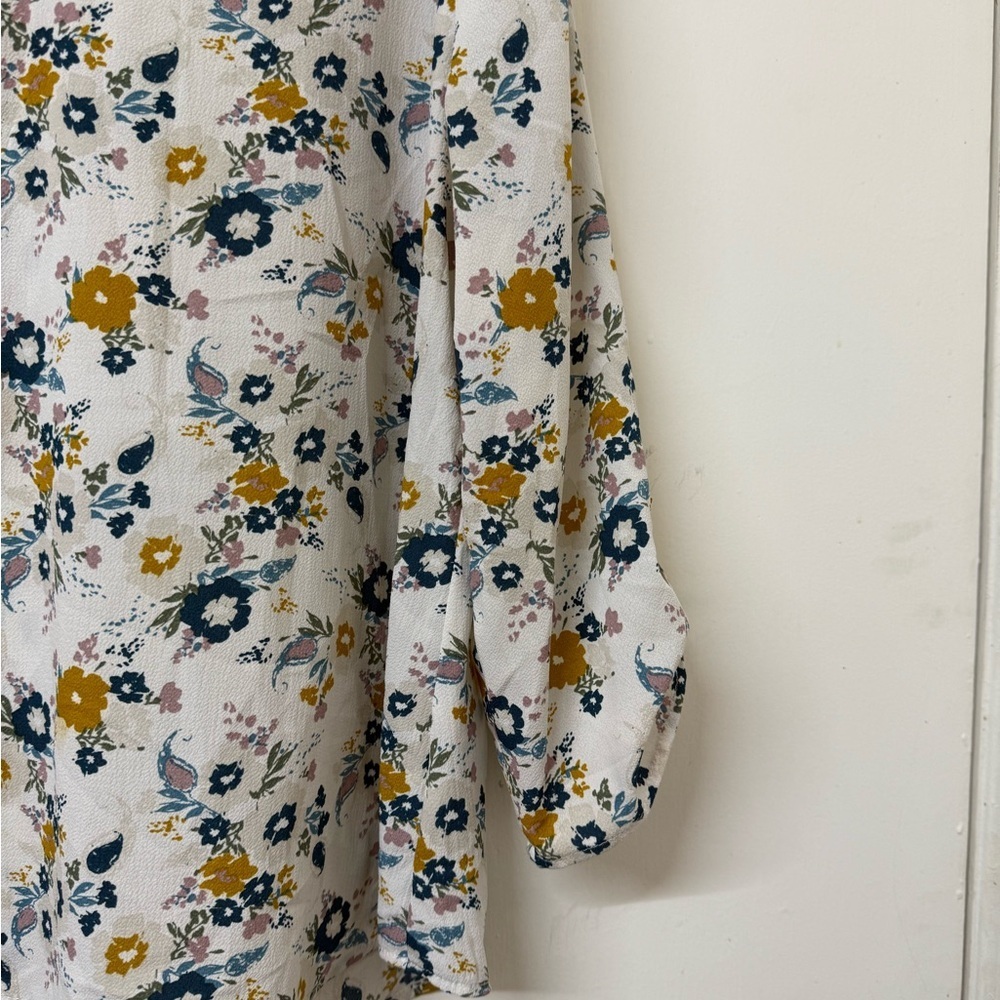 Cure Women's Floral V-Neck Blouse - White and Yellow - Picture 8 of 12